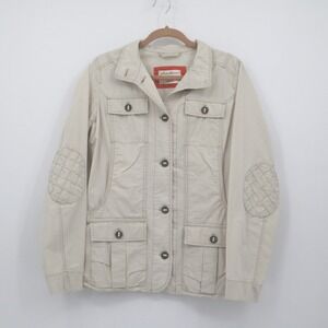 Eddie Bauer Field Jacket Women's TL Tan Quilted Elbow Patches Utility Gorpcore